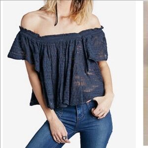 Free People Thrills & Frills Off the Shoulder Top NWT